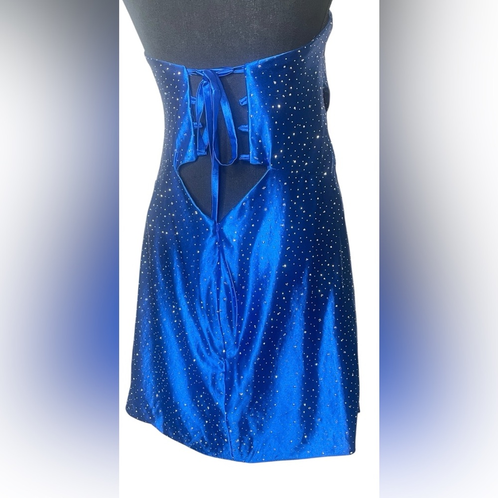 Blue Velvet Dress with Sparkling Accents Size 16